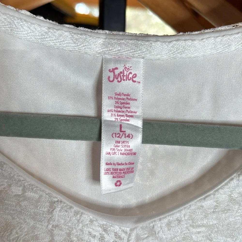 Justice Girls Lace Tee White Size Large 12/14